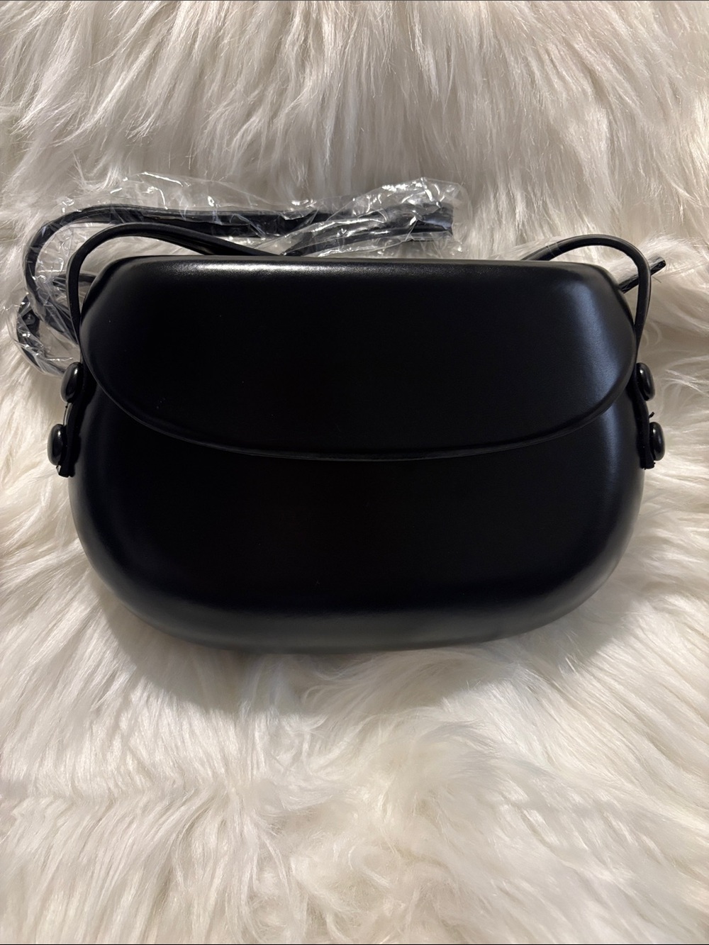 Classic Black Crossbody Saddle Bag